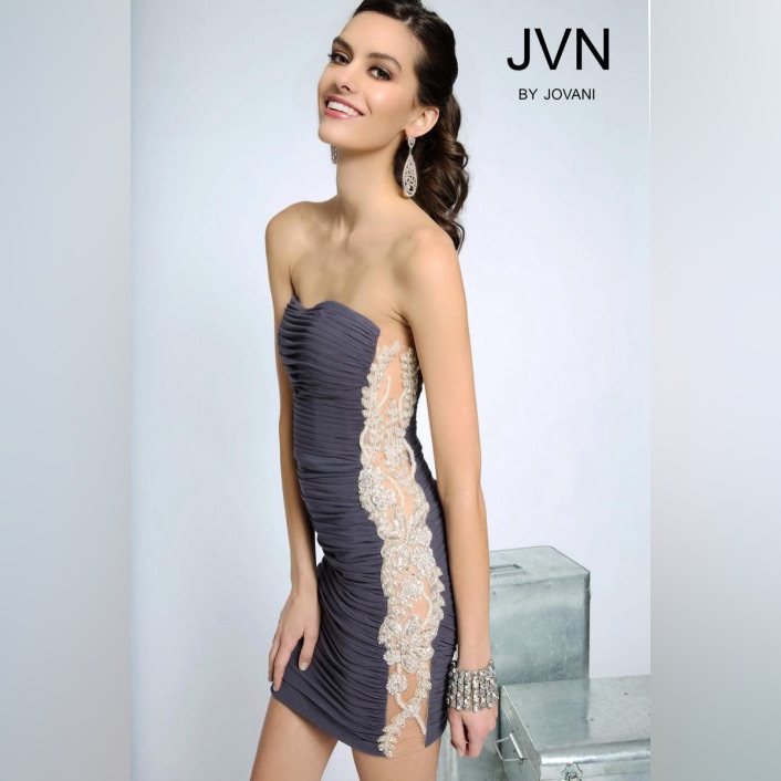 Nwt; Jvn Lace Illusion Short Jovani Dress